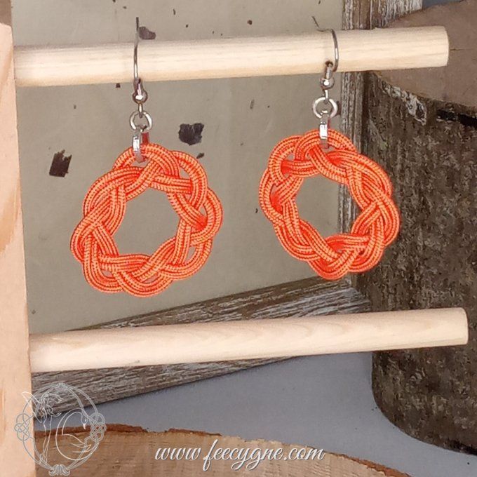 Boucles d'oreilles cercle en nylon tressé