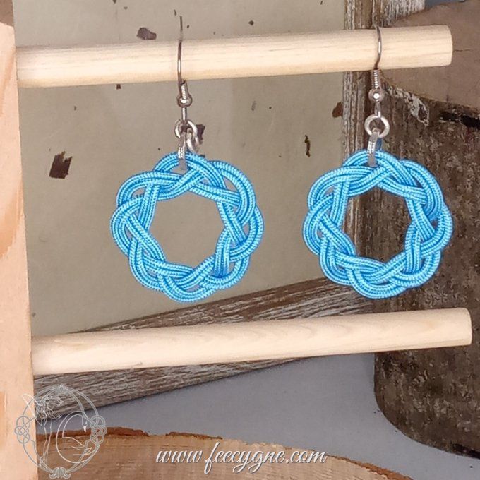 Boucles d'oreilles cercle en nylon tressé