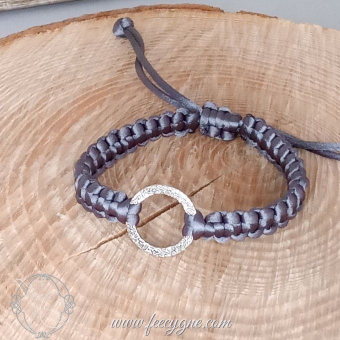 Bracelet homme noeud plat avec anneau