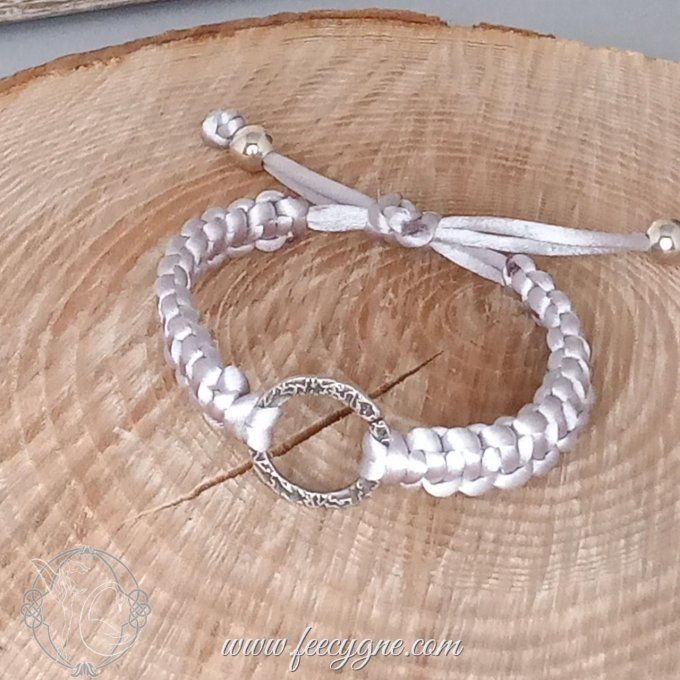 Bracelet homme noeud plat avec anneau