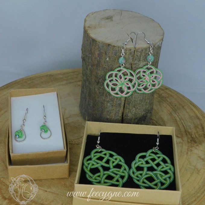 Green collection - Boucles d'oreilles mizuhiki