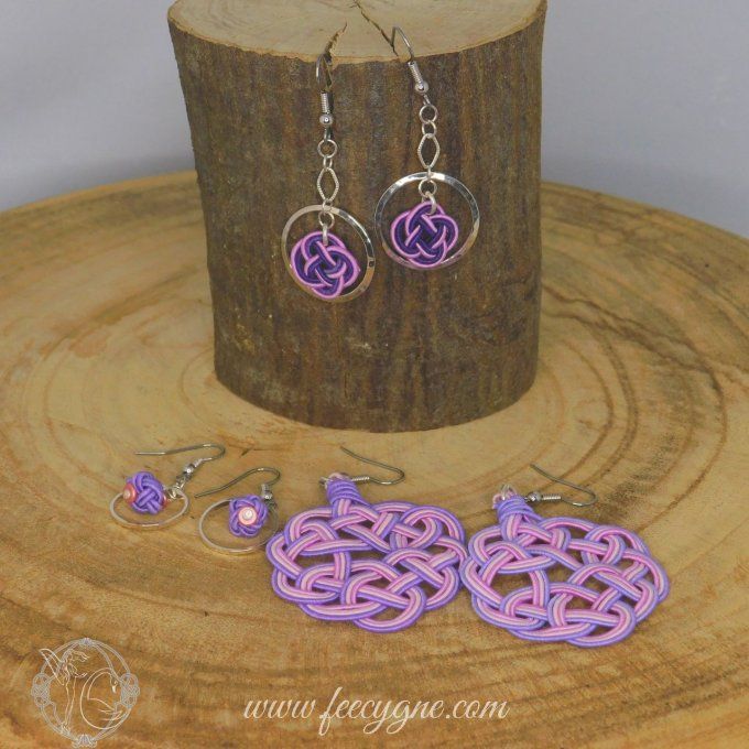 Purple collection - Boucles d'oreilles mizuhiki