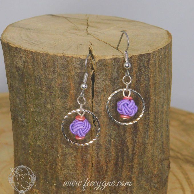 Purple collection - Boucles d'oreilles mizuhiki